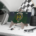 Johnstone clan crest tartan novelty license plate — 12x6 aluminium with Nunquam Non Paratus heraldic design