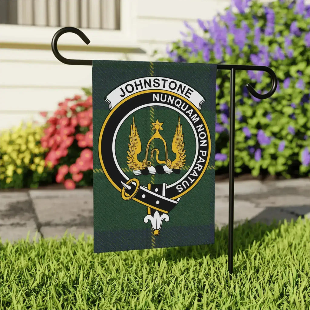 Johnstone Nunquam Non Paratus garden flag 24x32 inches — clan crest on larger outdoor size