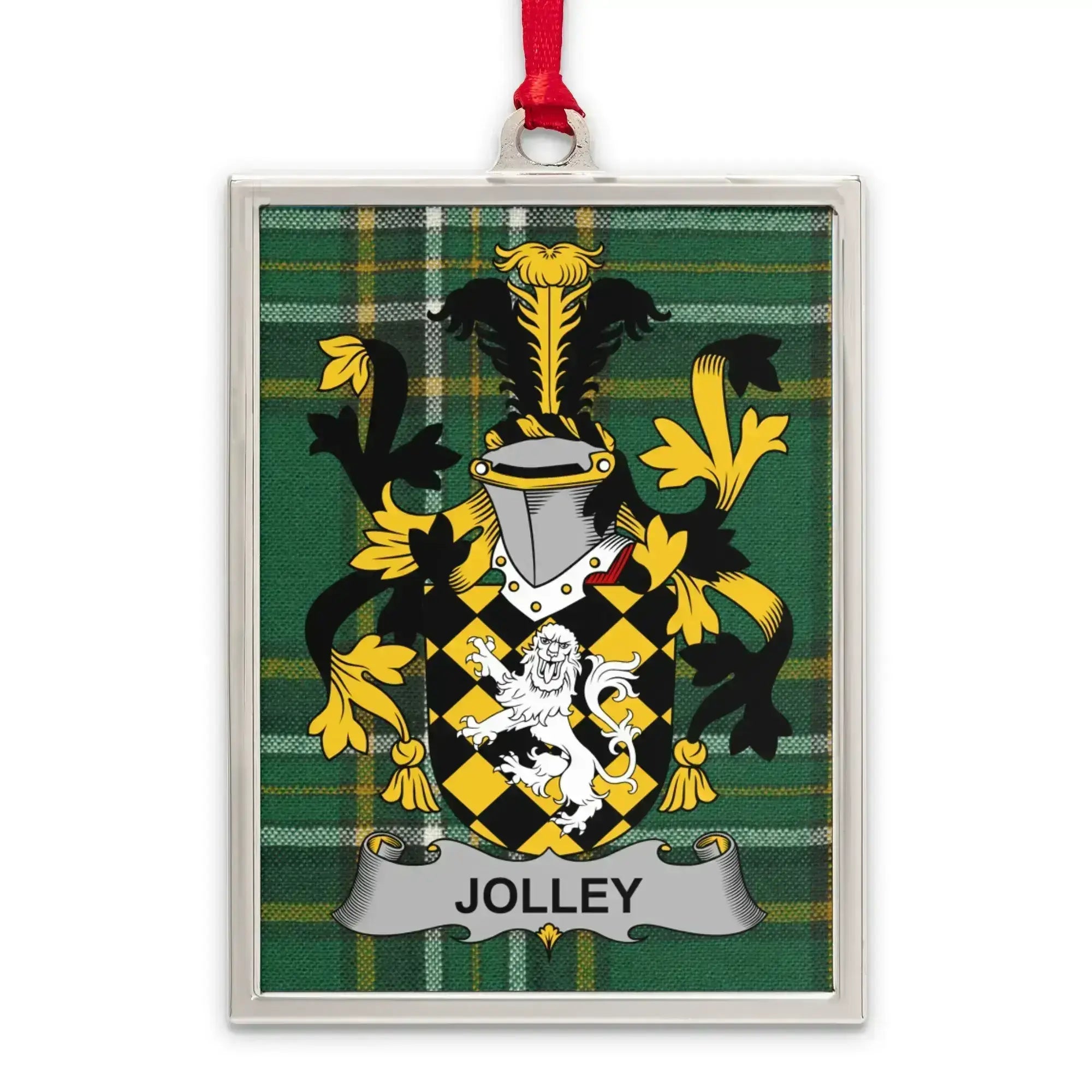 Jolley Family Crest Plaid Background Hanging product
