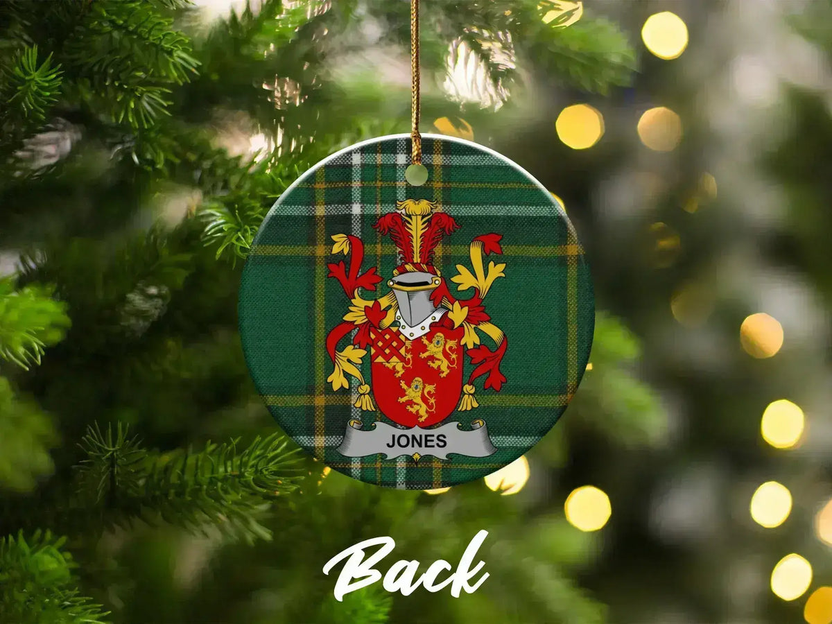 Jones Family Crest Tartan Pattern Ornament