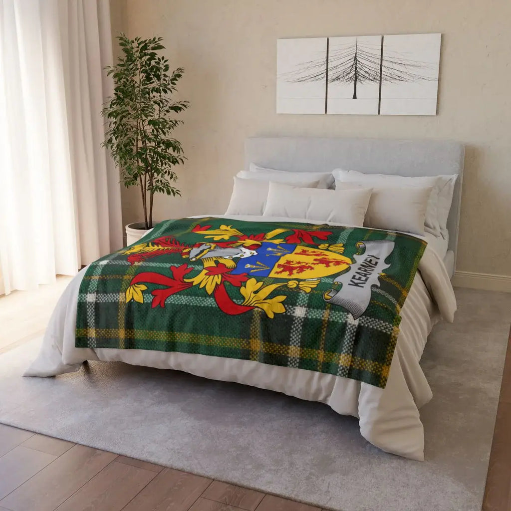 Kearney Coat Of Arms Irish Tartan Heritage Blanket