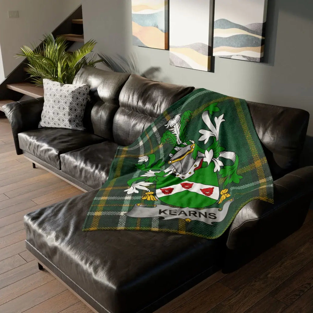 Personalized Family Crest Throw Blanket with Kearns Design