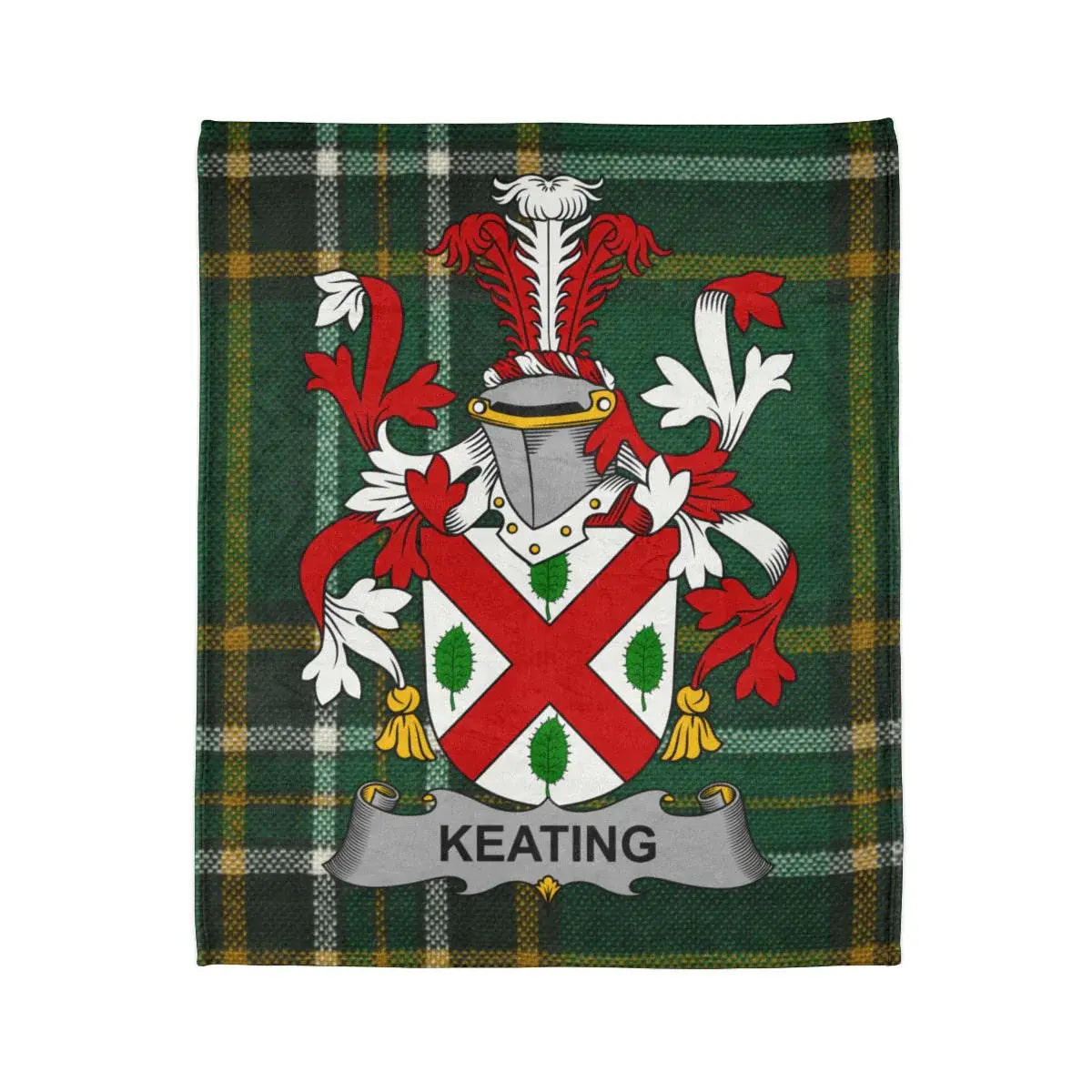 Keating Family Crest Plaid Blanket with Tartan Design