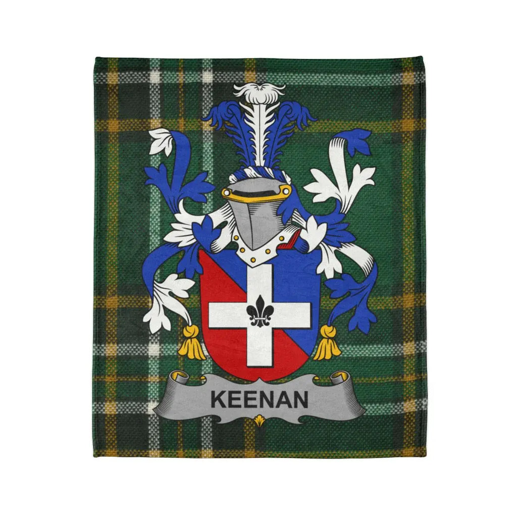 Keenan Family Crest on Plaid Background Blanket