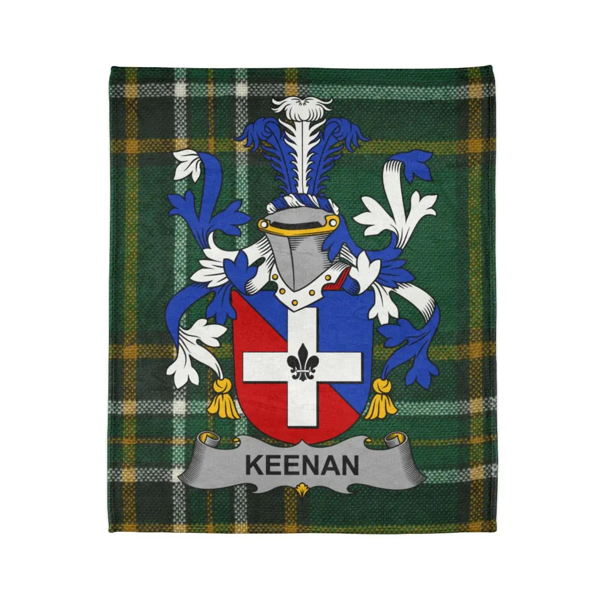 Keenan Family Crest on Plaid Background Blanket