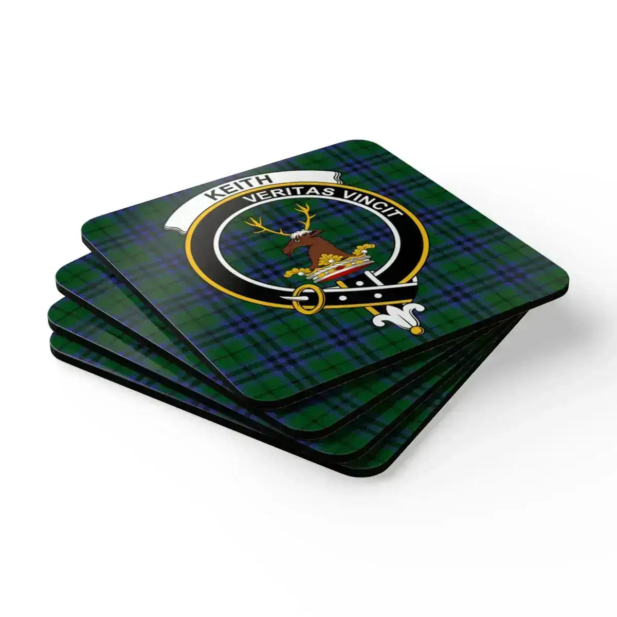 Scottish Clan Crest Plaid Pattern Coaster Set product type