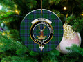 Keith clan tartan ceramic ornament — 3-inch round glossy disc with crest and Veritas Vincit motto