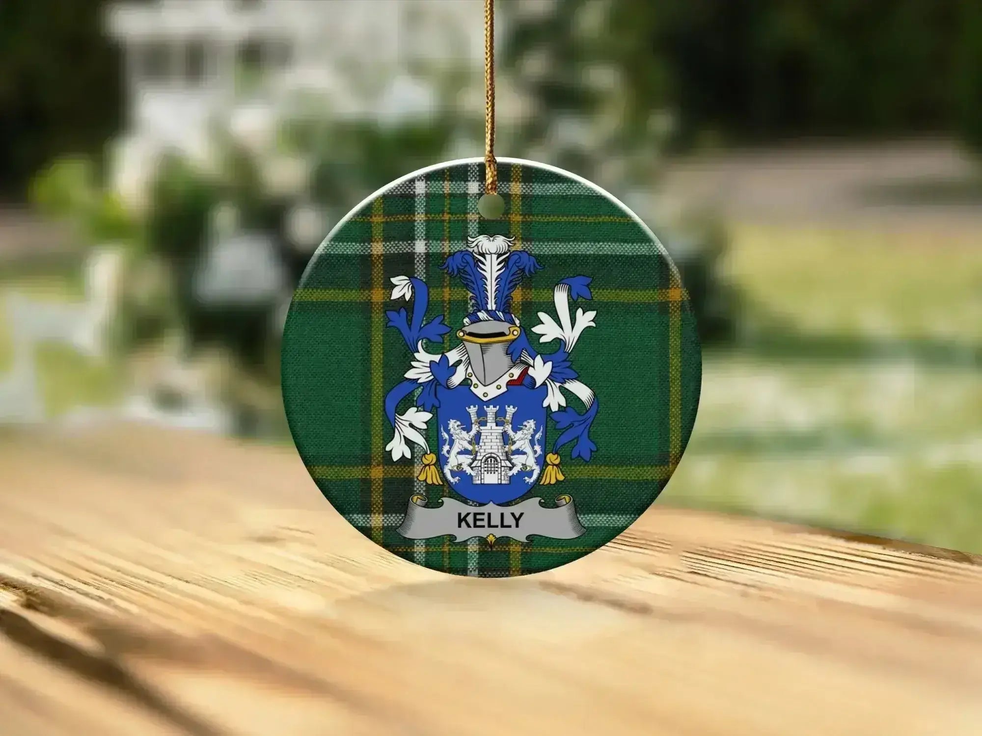 Kelly Surname Irish Coat Of Arms Ceramic Ornament 