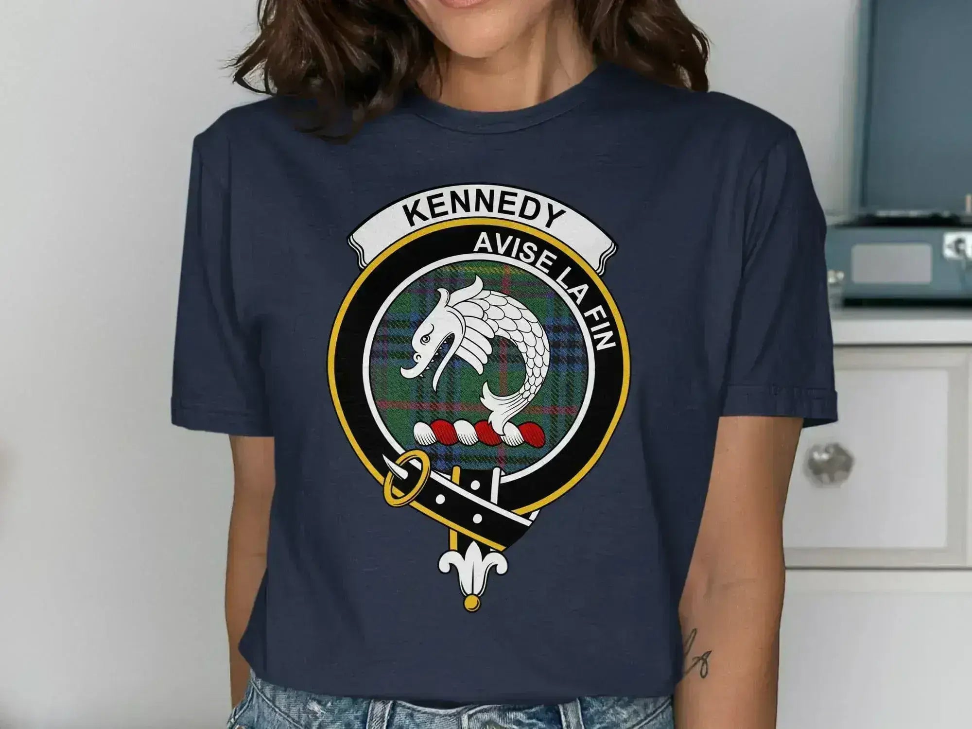 Kennedy Avise La Fin crest emblem t-shirt — dragon clan design on cotton, unisex fit