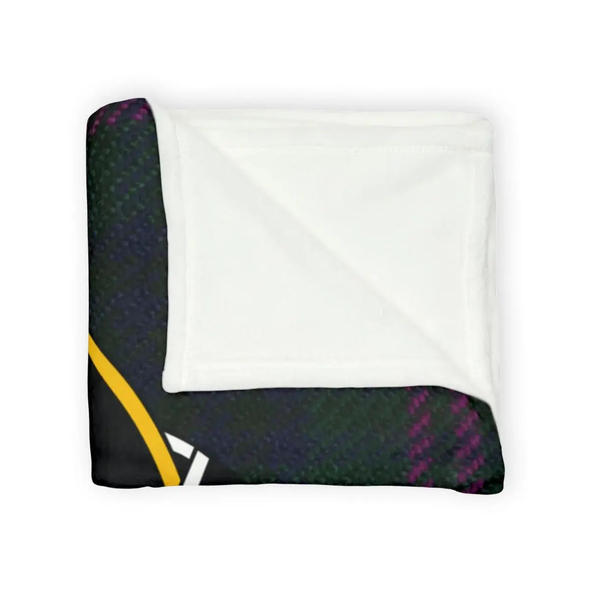 Kennedy clan crest throw blanket folded — cosy tartan plaid on 100% polyester