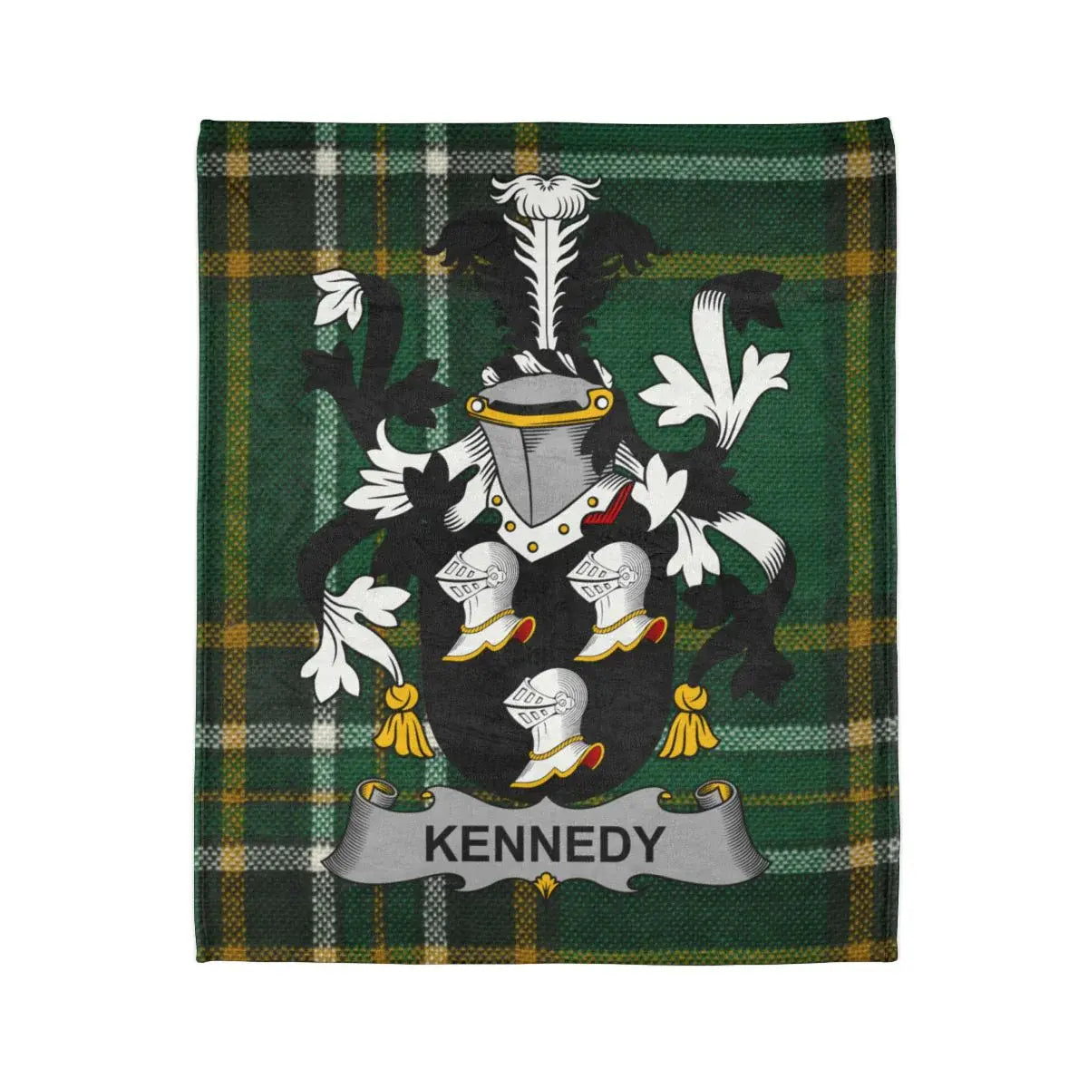 Kennedy Family Crest Green Plaid Blanket