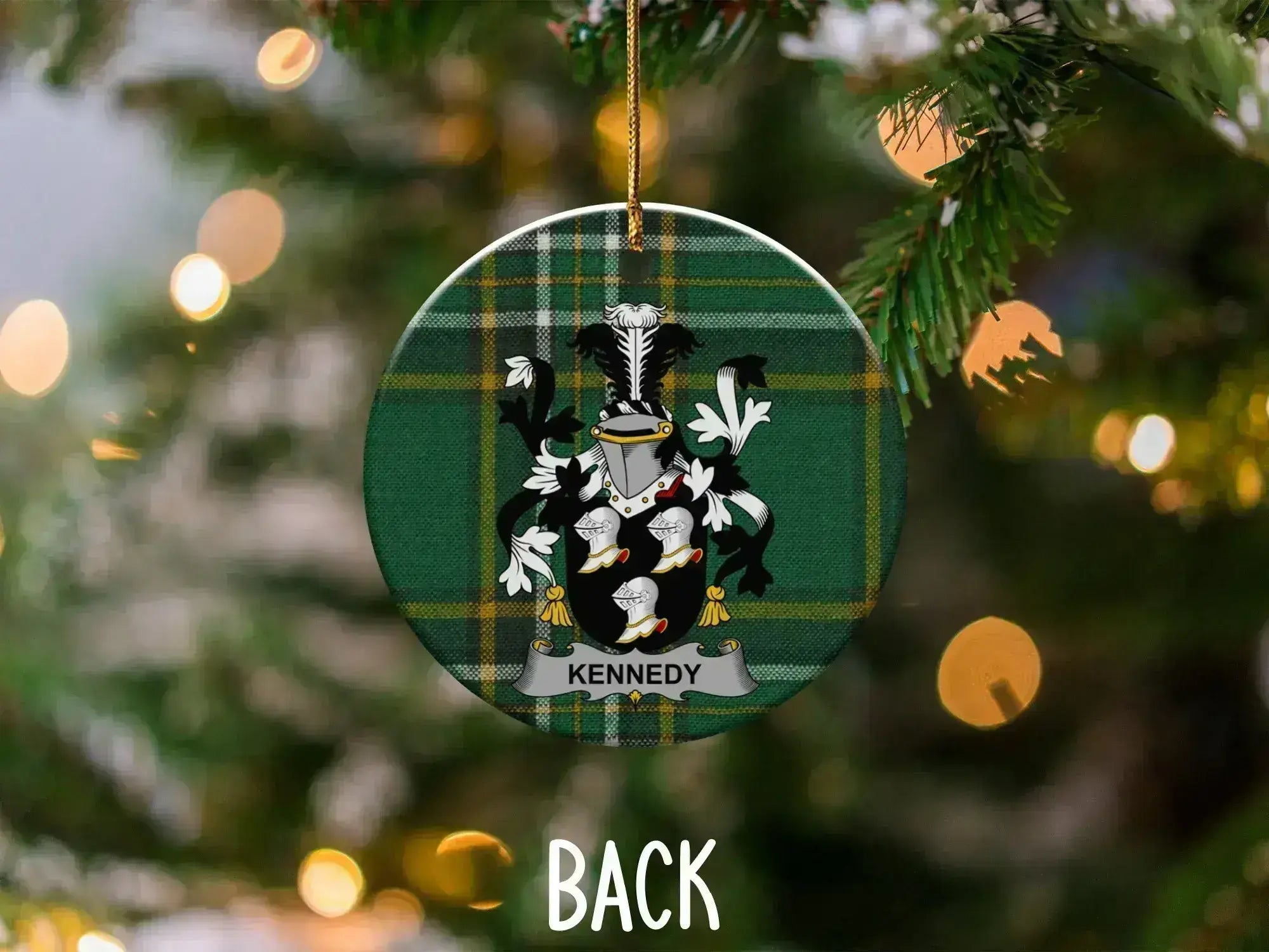 Kennedy Family Crest Green Plaid Design Ornament product