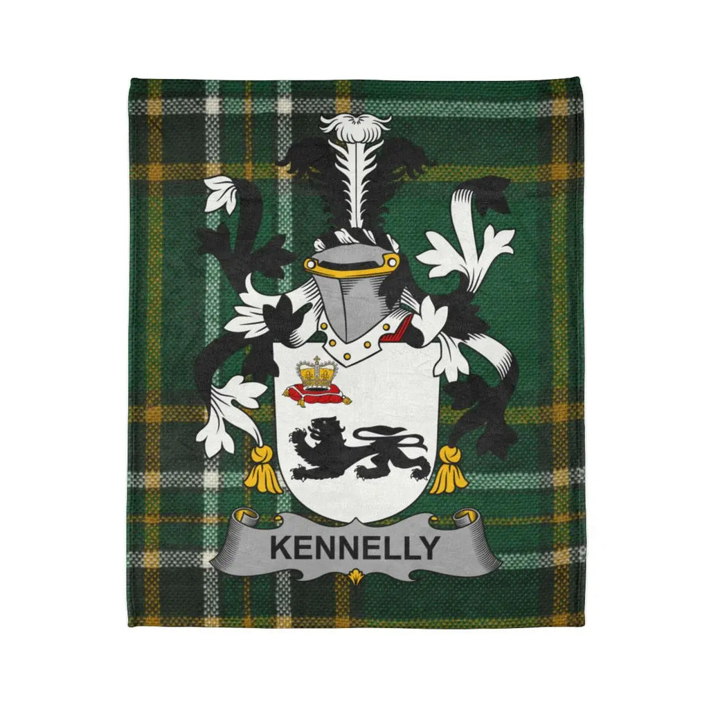 Kennelly Family Crest Tartan Plaid Throw Blanket