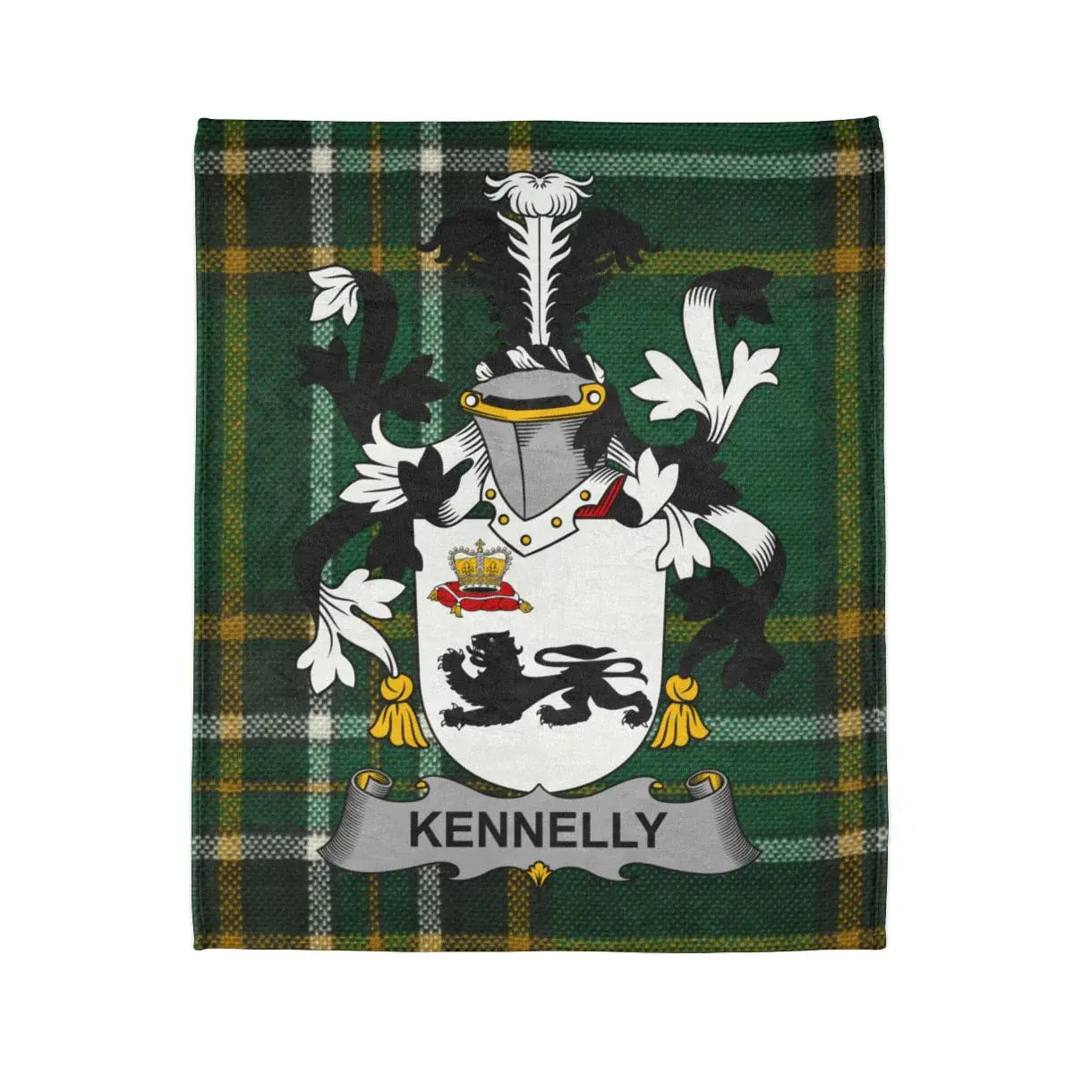 Kennelly Family Crest Tartan Plaid Throw Blanket
