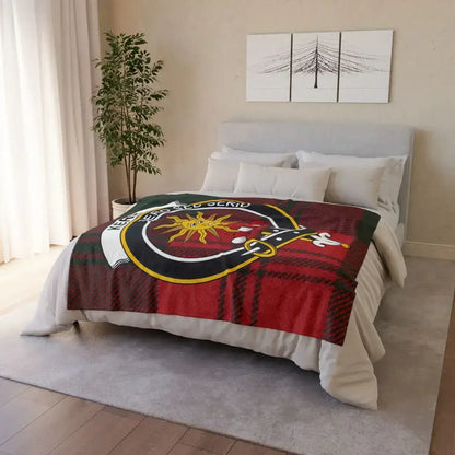 Cozy Tartan Blanket with Bold Crest Design