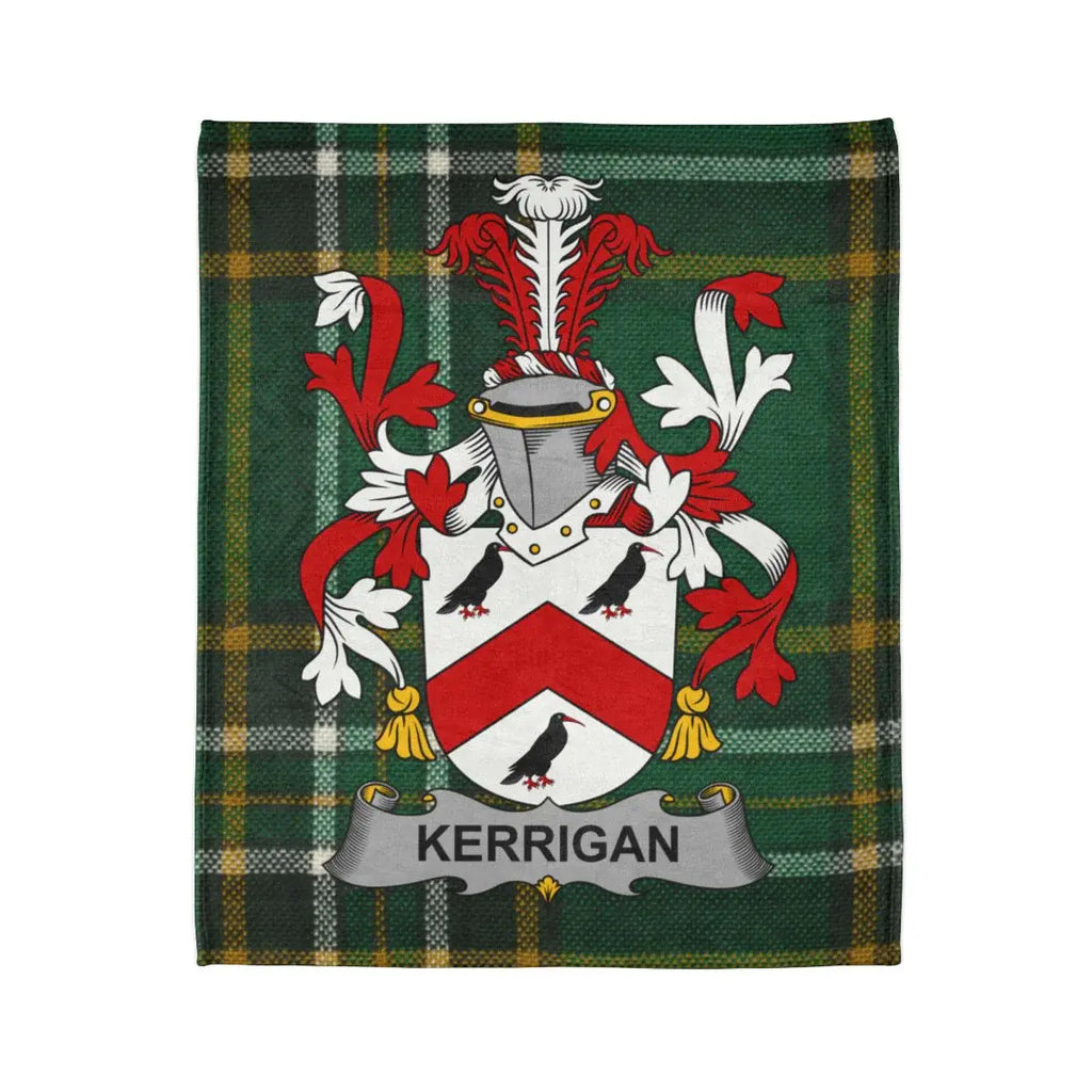 Kerrigan Family Crest Coat of Arms Plaid Blanket