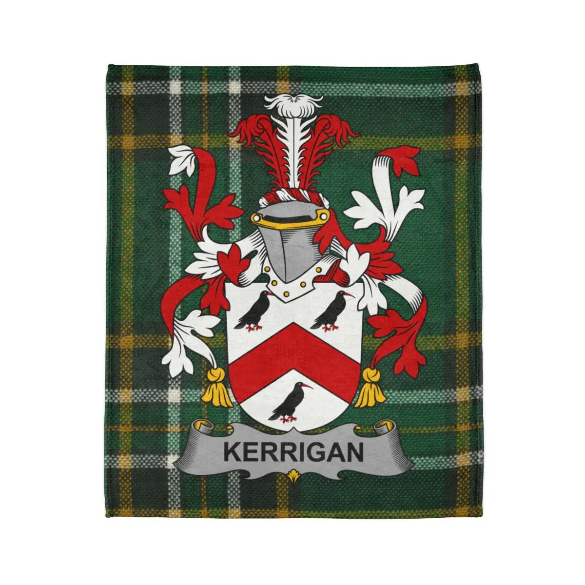 Kerrigan Family Crest Coat of Arms Plaid Blanket