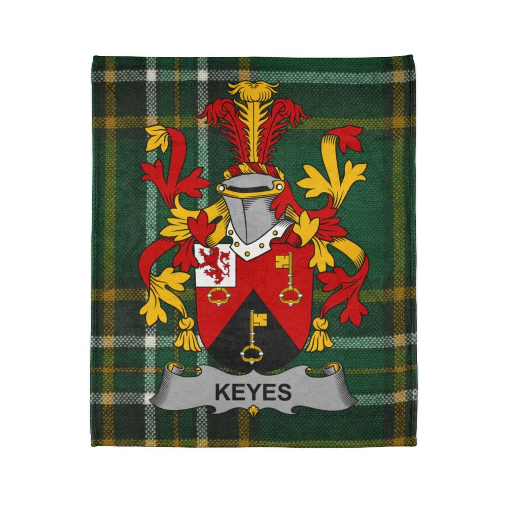 Keyes Family Crest and Tartan Plaid Blanket