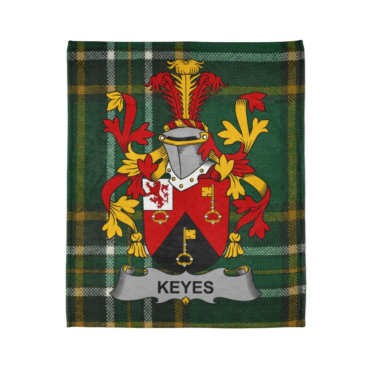 Keyes Family Crest and Tartan Plaid Blanket