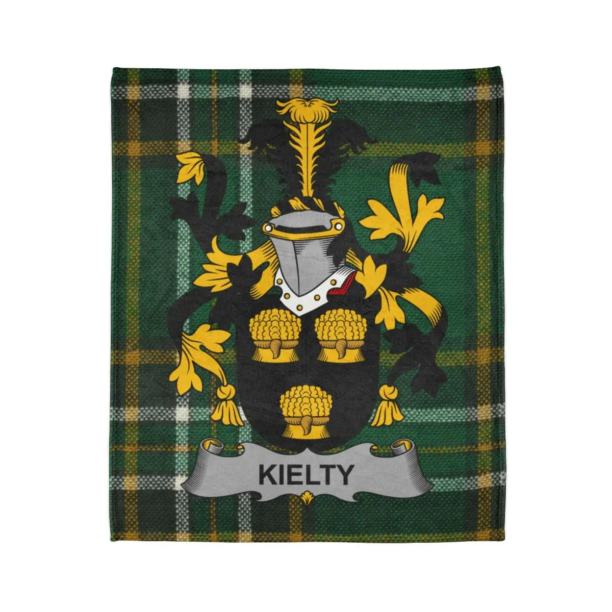 Kielty Family Crest Green Tartan Blanket Design