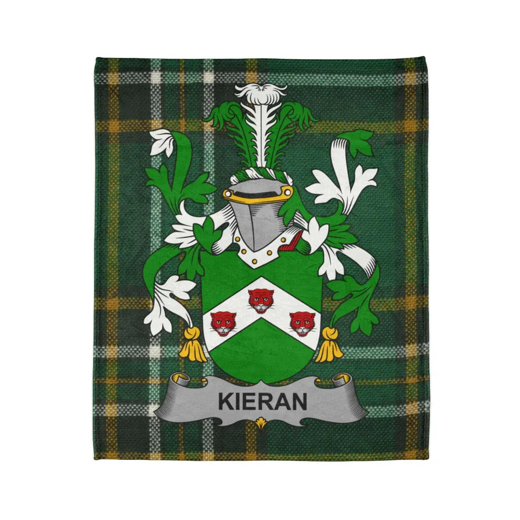 Kieran Family Coat of Arms Tartan Blanket Gift