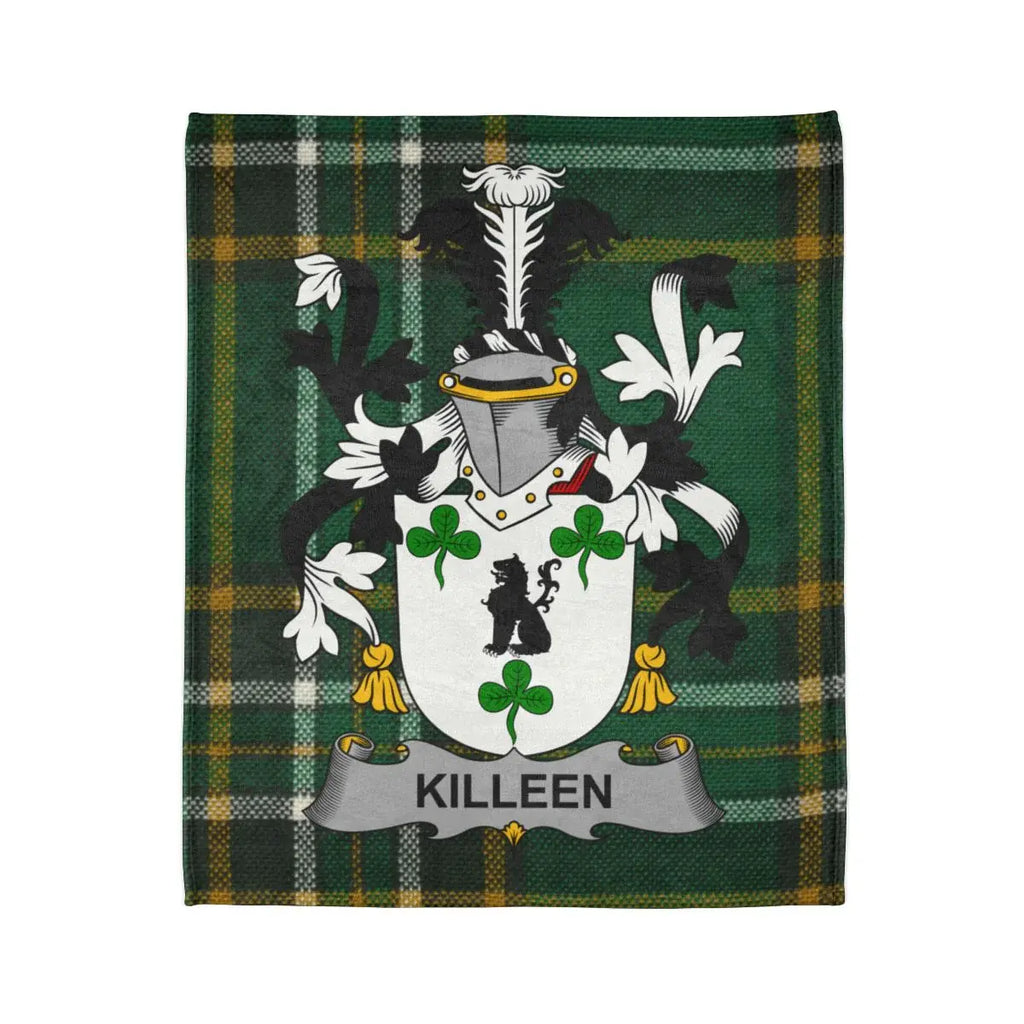 Killeen Family Crest Green Plaid Pattern Blanket