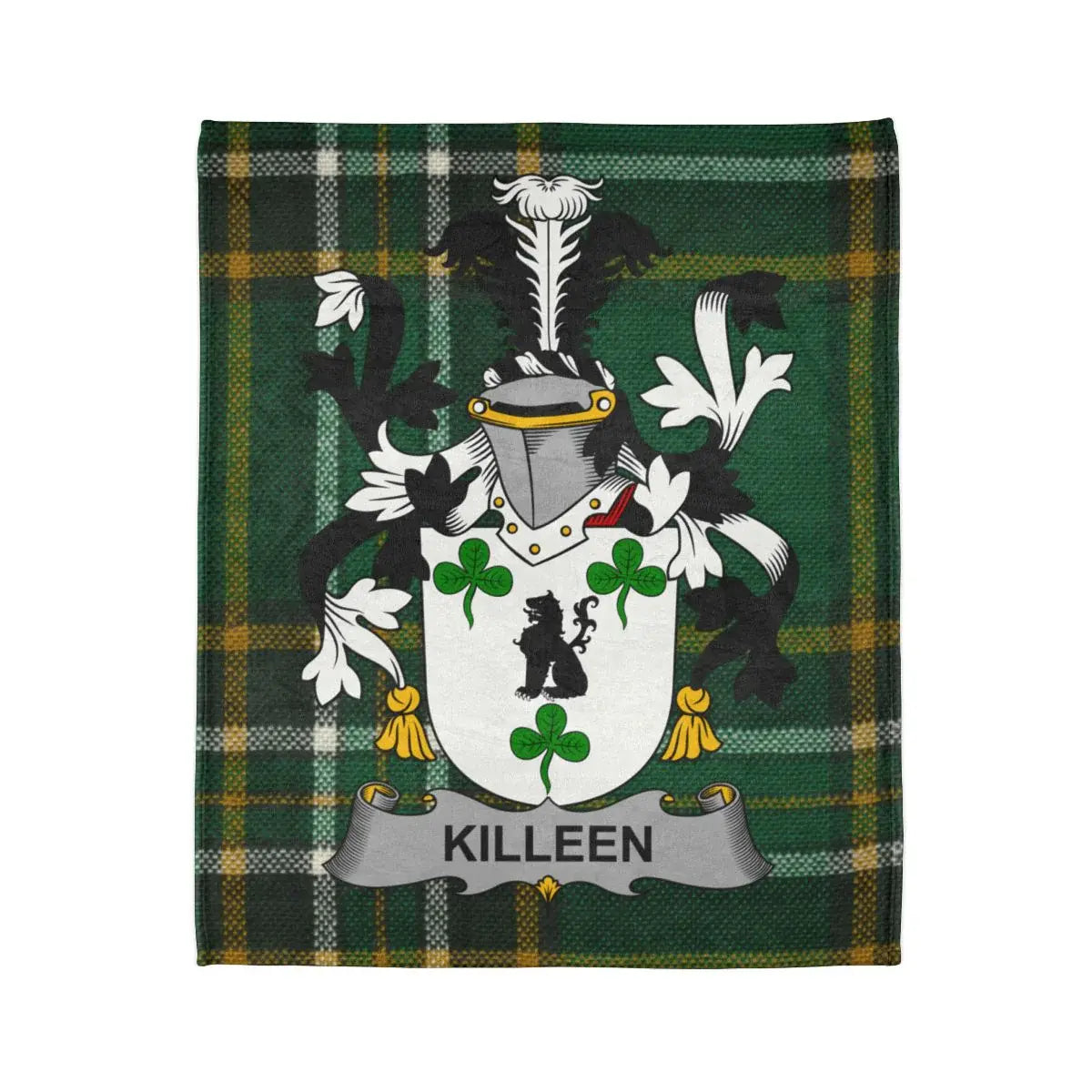 Killeen Family Crest Green Plaid Pattern Blanket