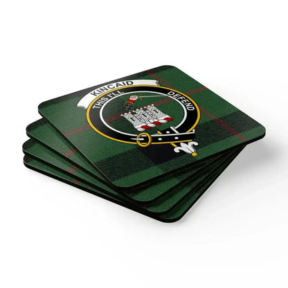 Custom Kincaid Clan Crest Green Tartan Coaster Set product type