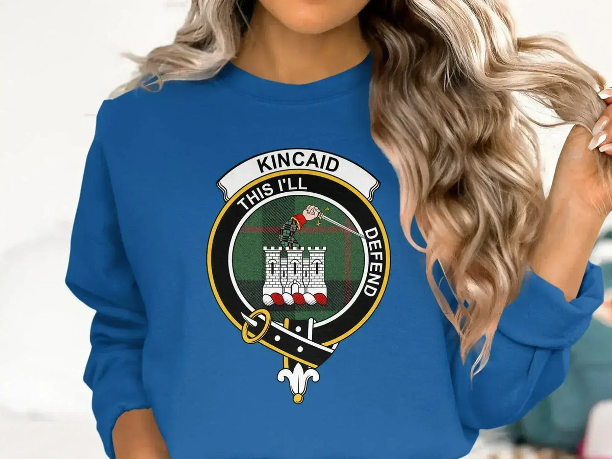 Kincaid clan crest sweatshirt in forest green — ribbed cuffs