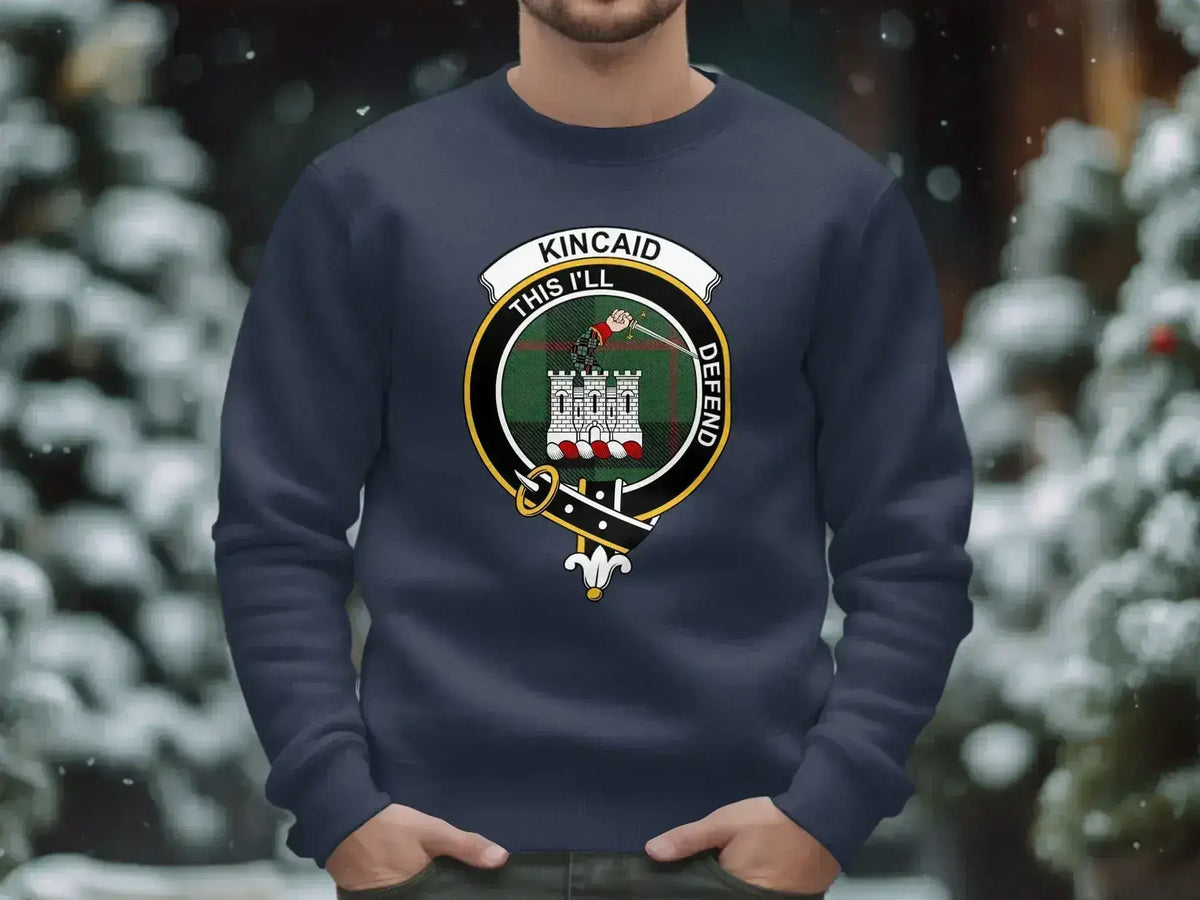 Kincaid clan crest sweatshirt in navy — Scottish heritage, S to 3XL