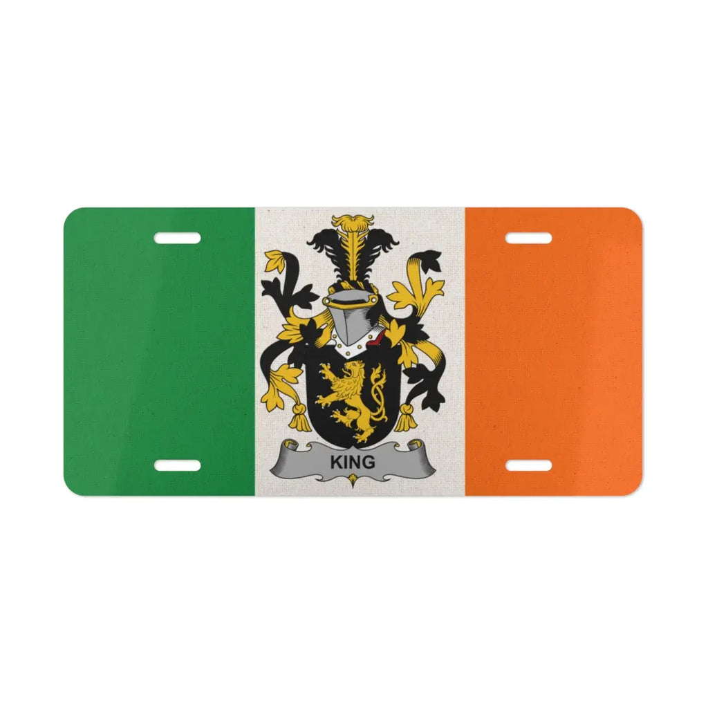 Irish Flag King Family Crest Car License Plate product type