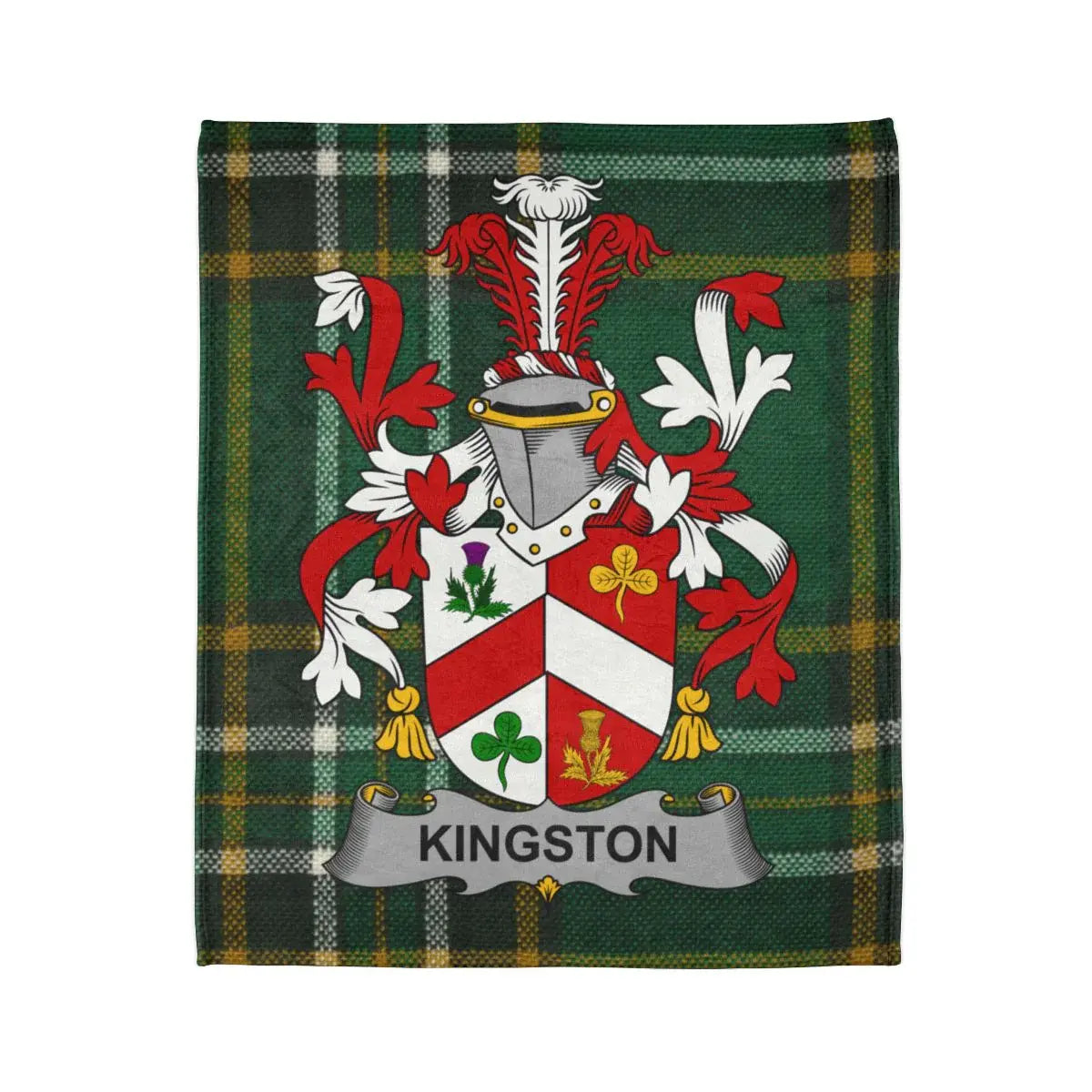 Kingston Family Tartan Coat of Arms Blanket