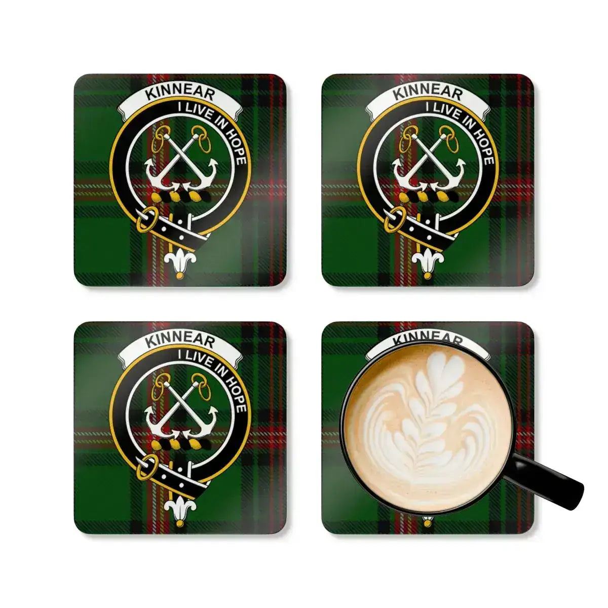 Personalized Clan Tartan Crest Coffee Coasters product type
