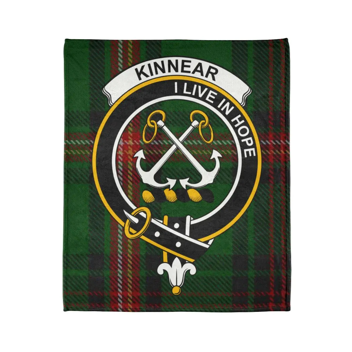 Distinctive Kinnear Clan Crest Tartan Blanket Design