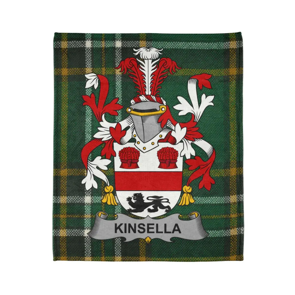 Kinsella Family Crest Green Plaid Blanket Design