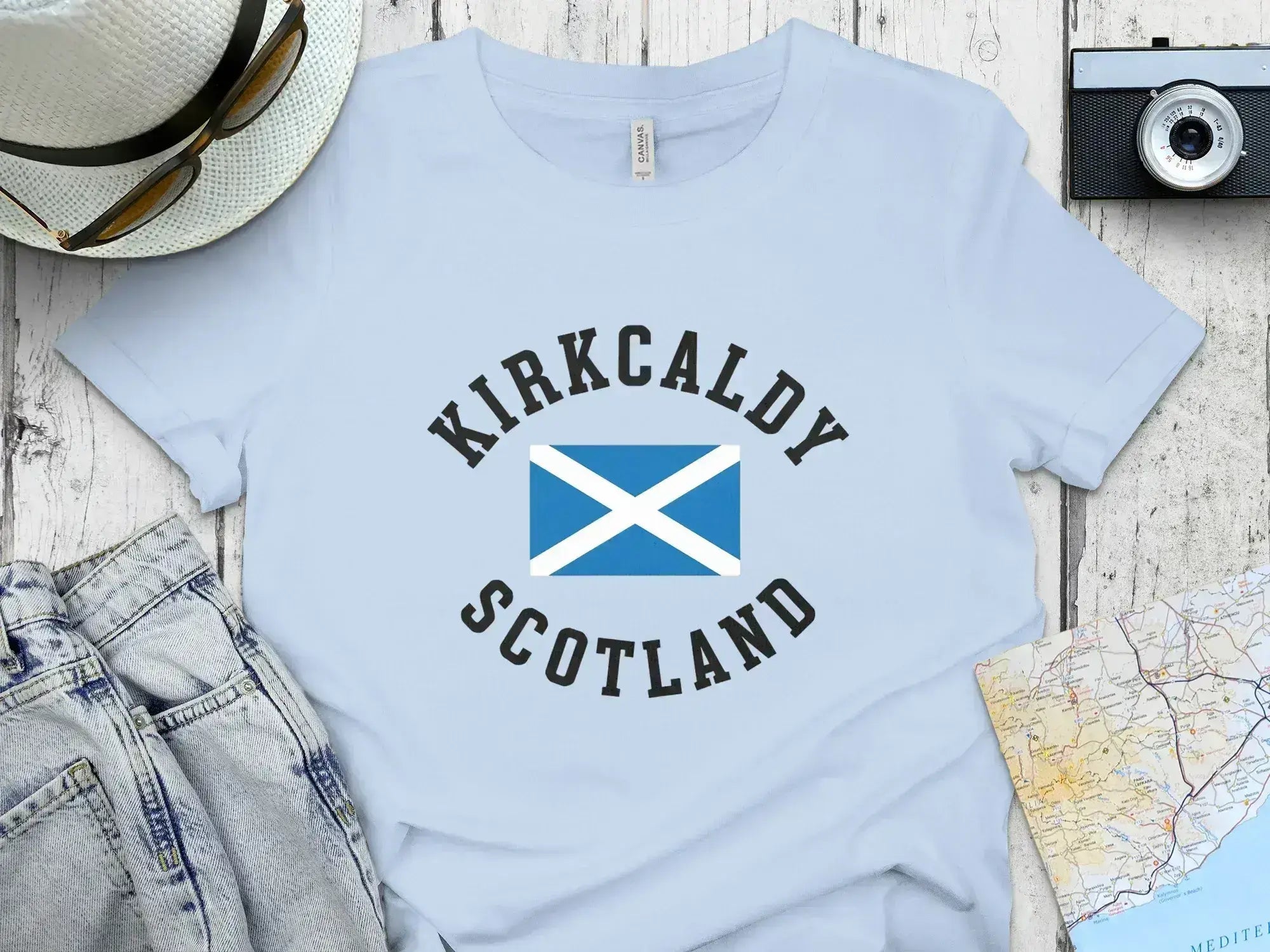 Kirkcaldy Scotland T-shirt with Flag Graphic product type