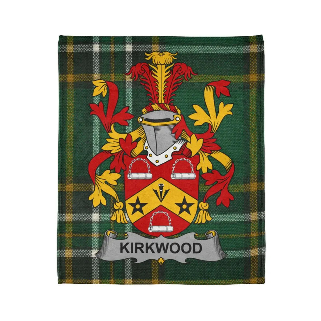 Kirkwood Family Crest Green Tartan Blanket Design