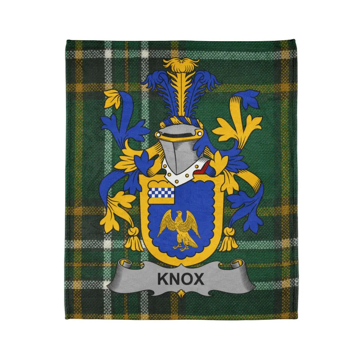 Knox Family Crest with Tartan Background Blanket