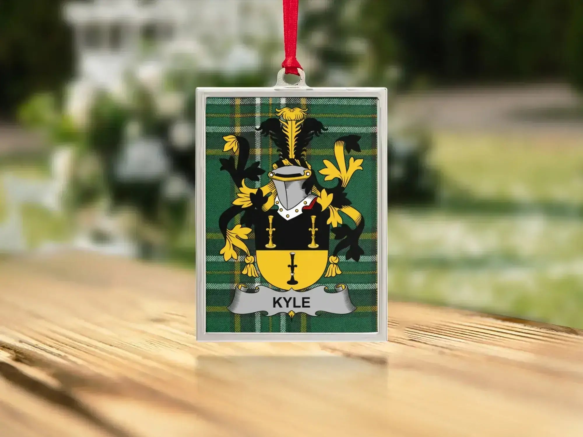 Kyle Family Crest Plaid Background Ornament product