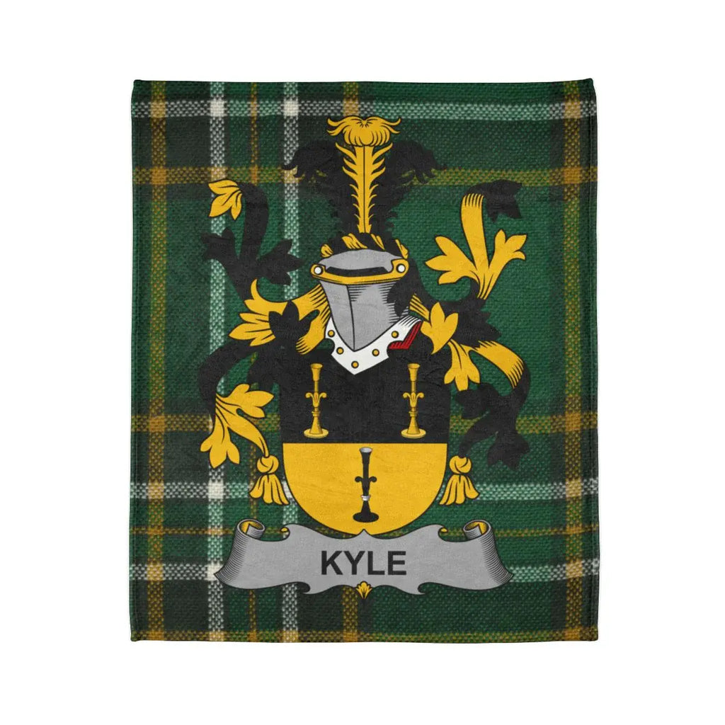 Kyle Family Crest with Green Tartan Blanket