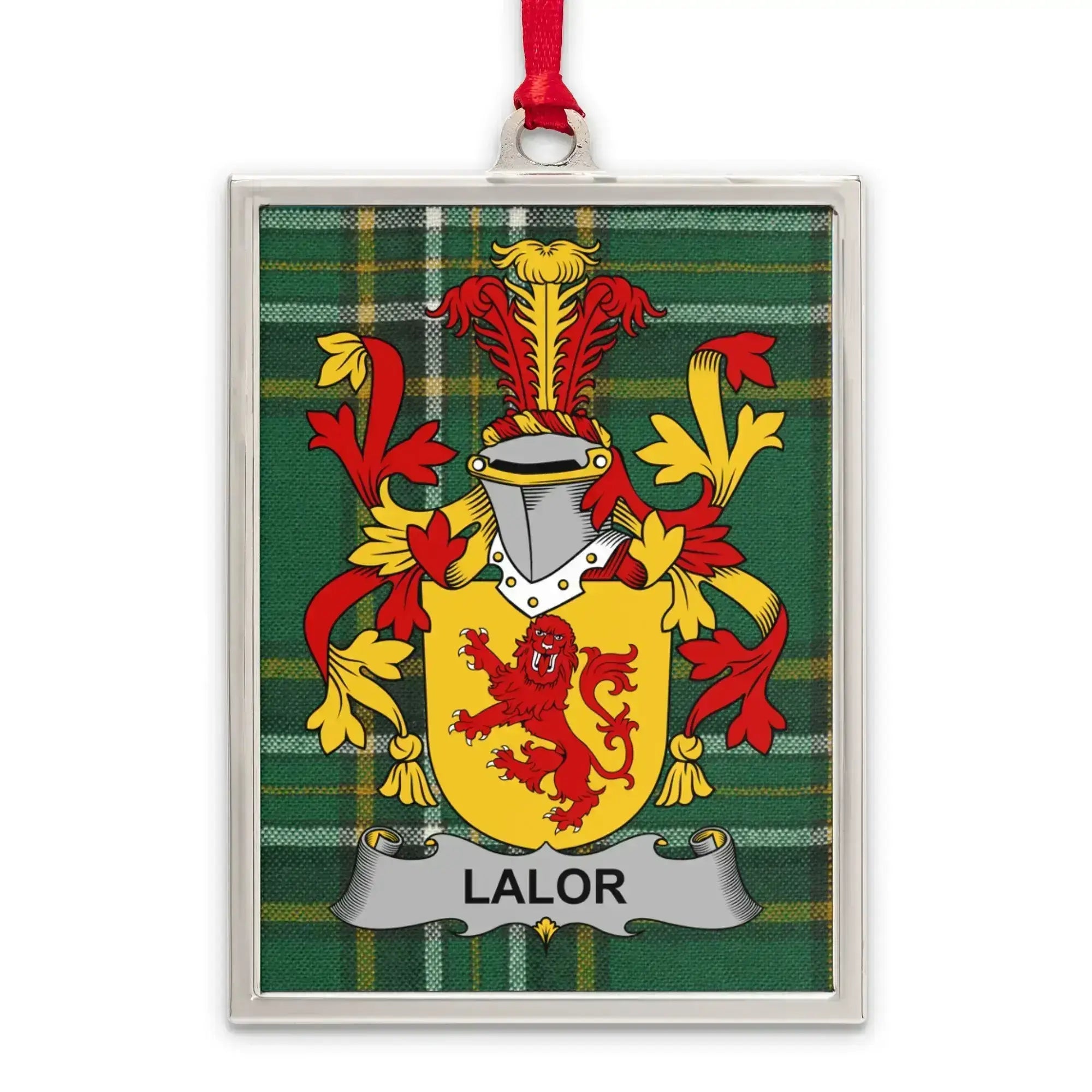 Lalor Family Crest Plaid Background Ornament product type