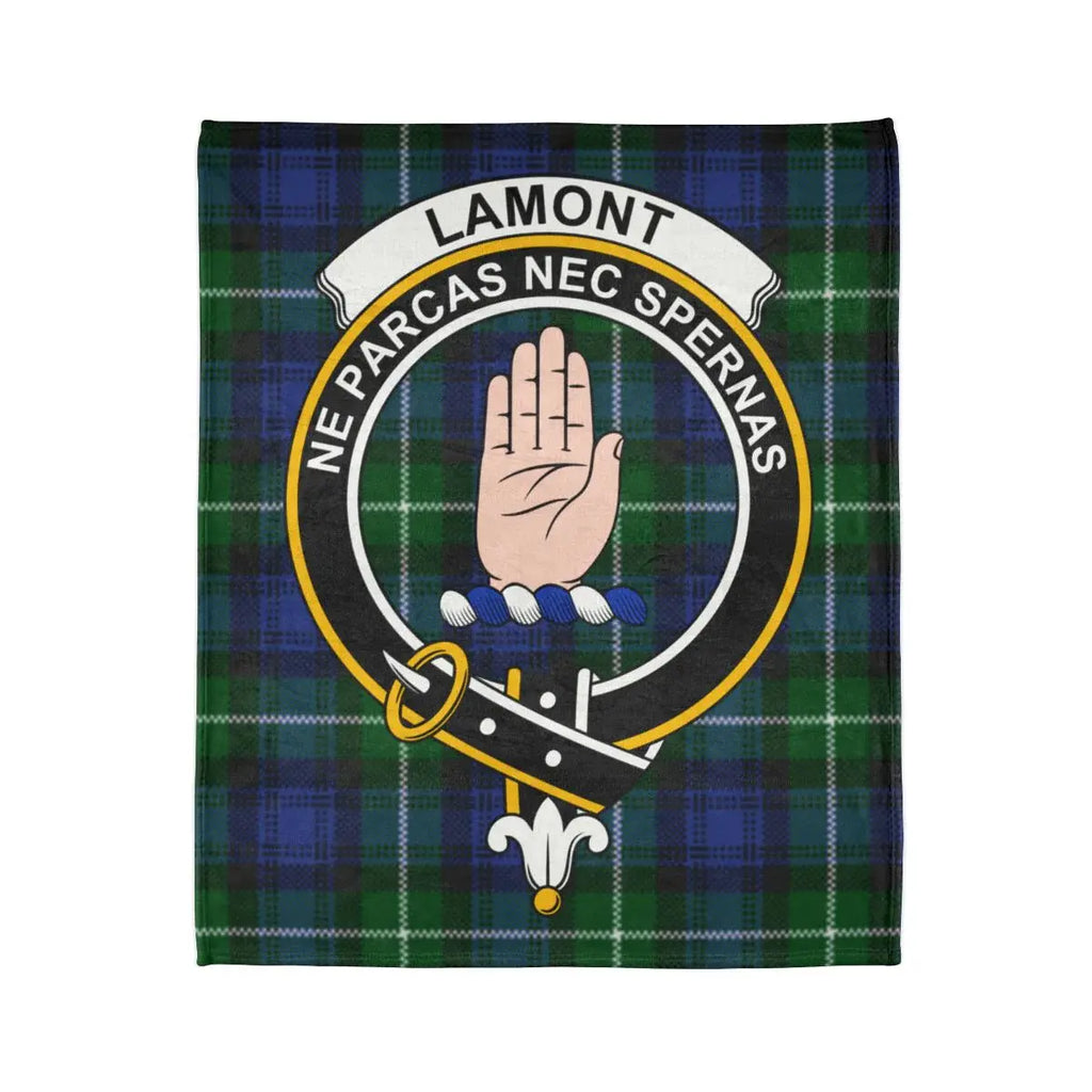 Lamont clan crest tartan blanket design — Neither Spare Nor Despise on 50x60 polyester