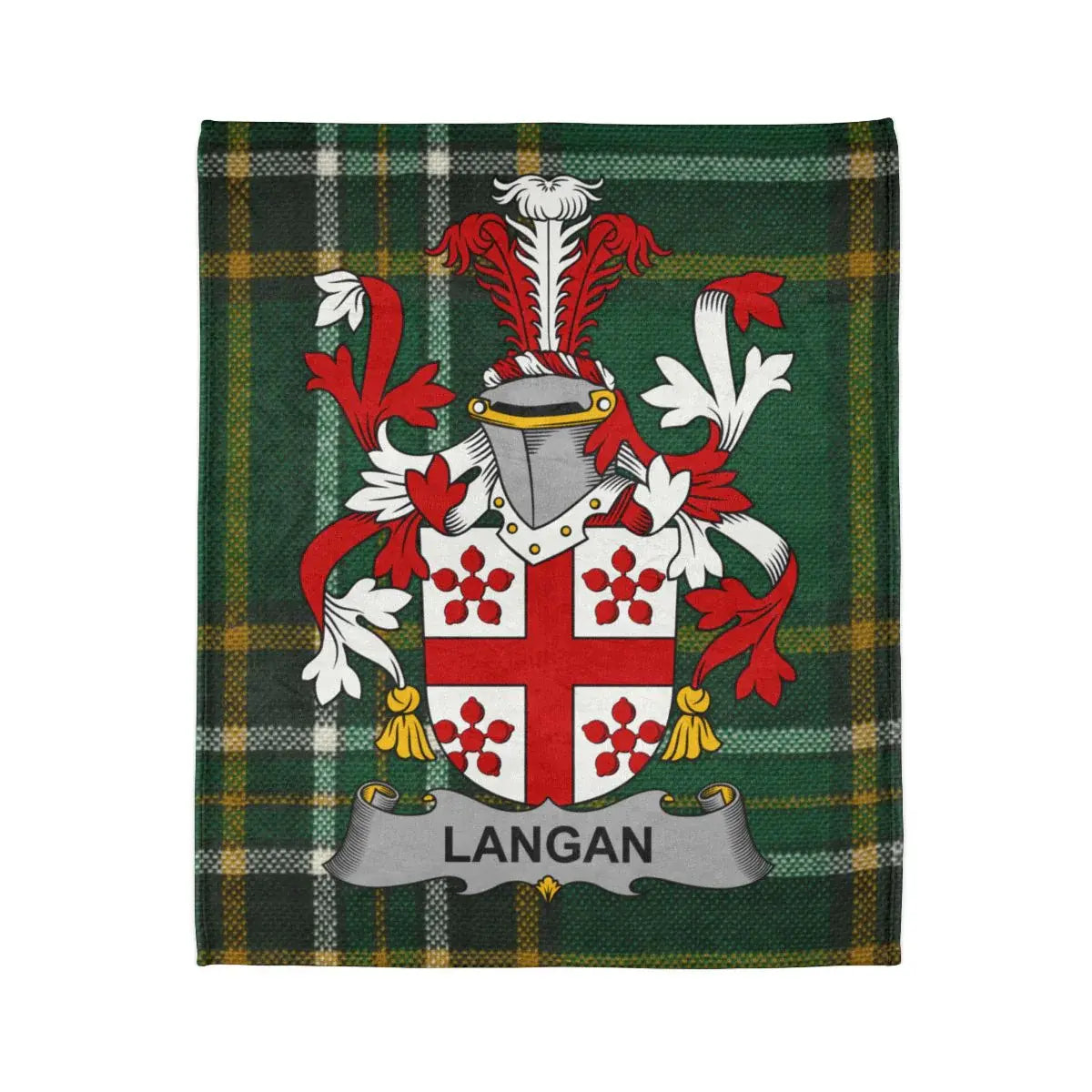 Langan Family Crest Plaid Pattern Throw Blanket