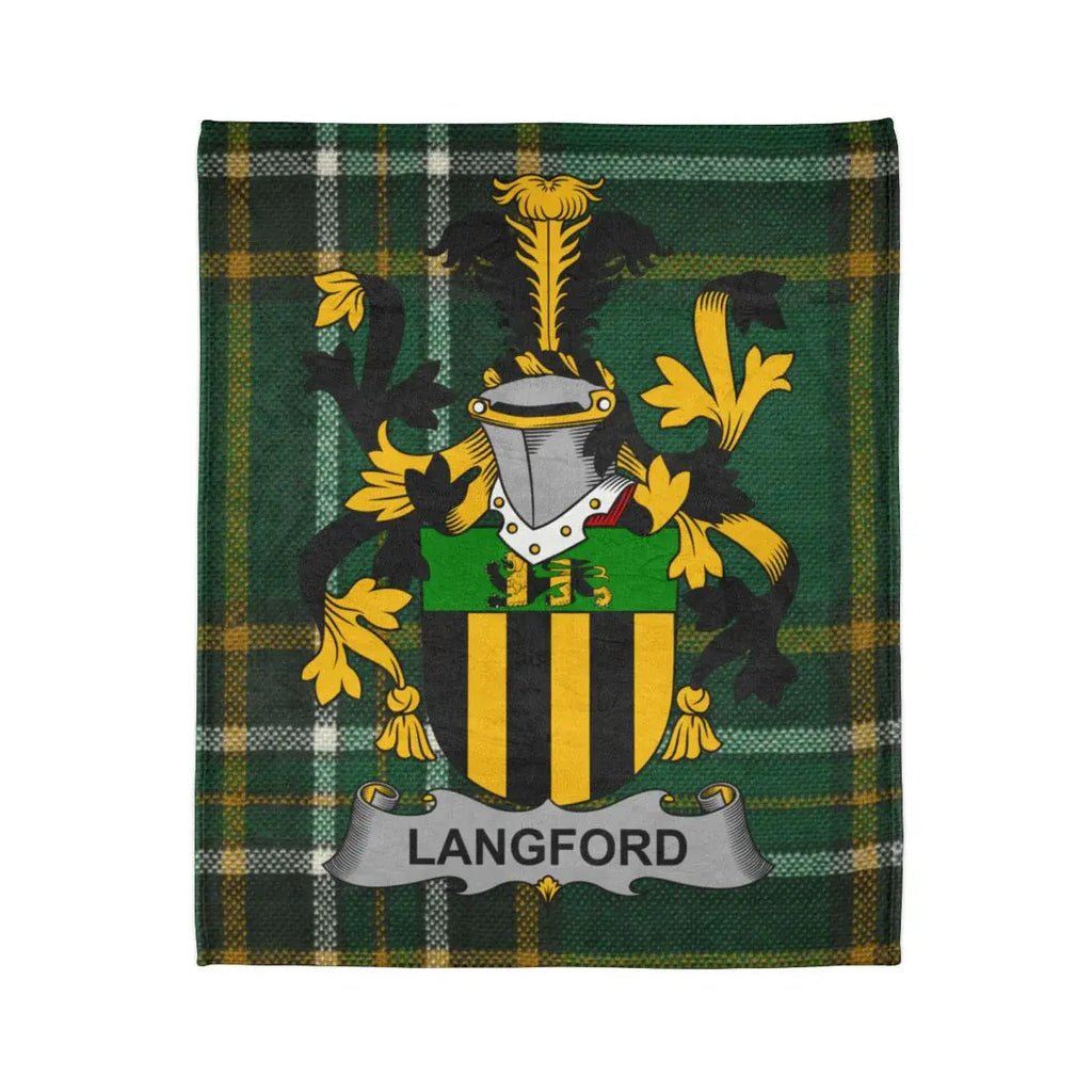 Langford Family Crest Coat of Arms Tartan Blanket