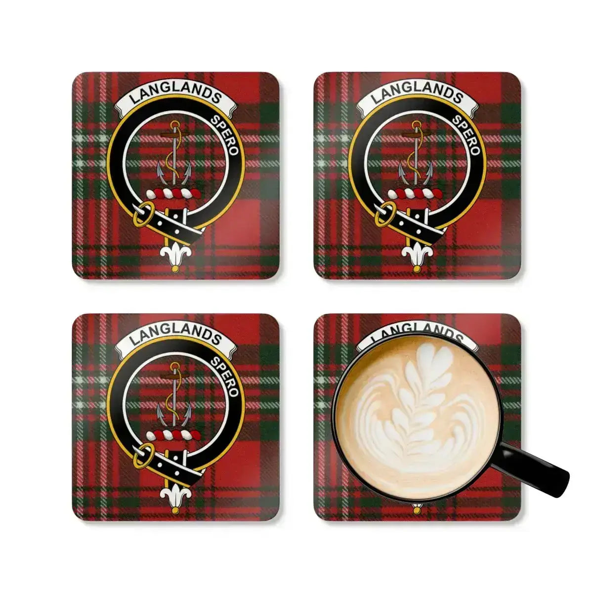Langlands Spero Plaid Coaster Set Coffee Product