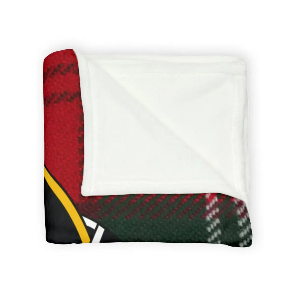 Red and Black Tartan Blanket with White Sherpa Backing