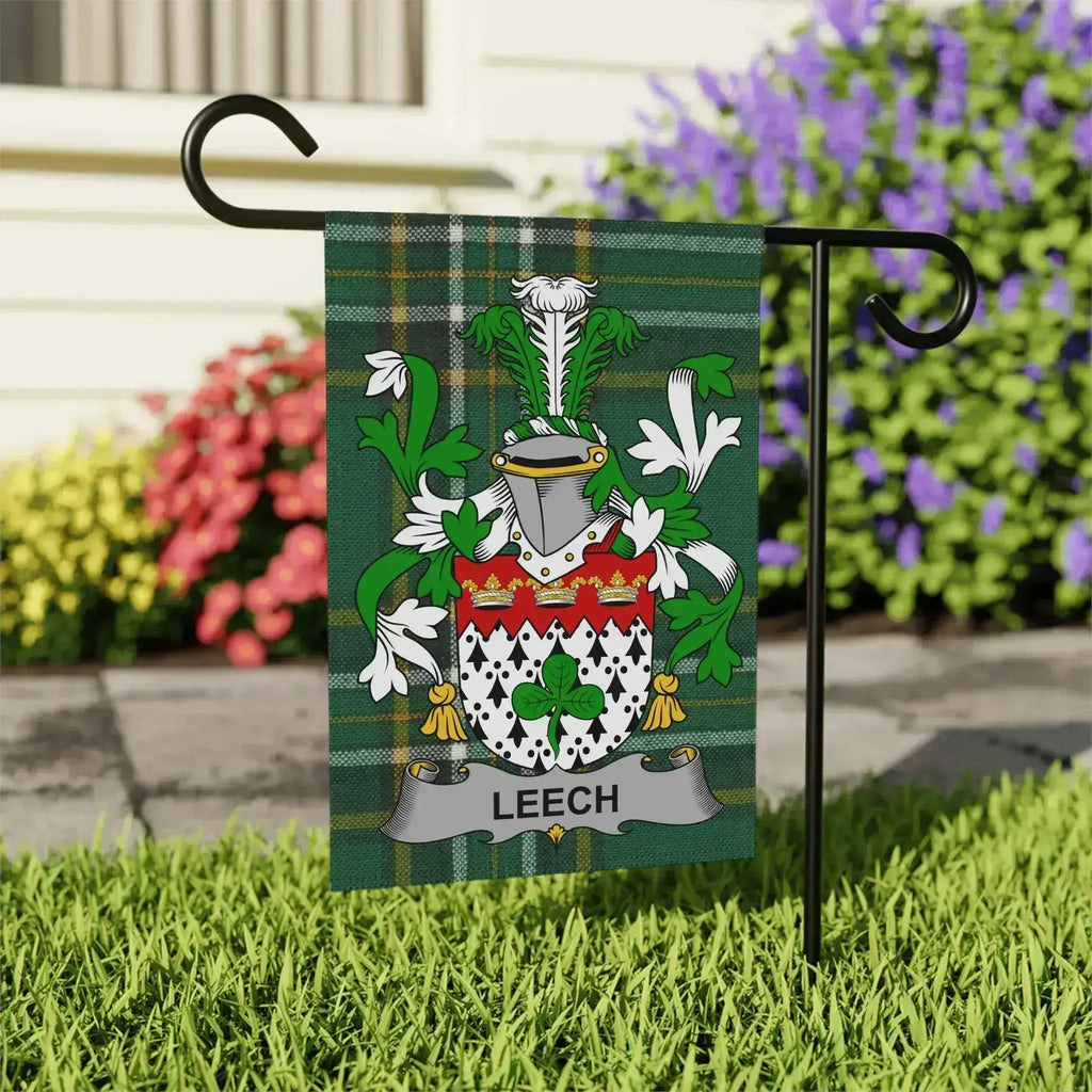 Leech Family Crest Garden Flag Outdoor Decor