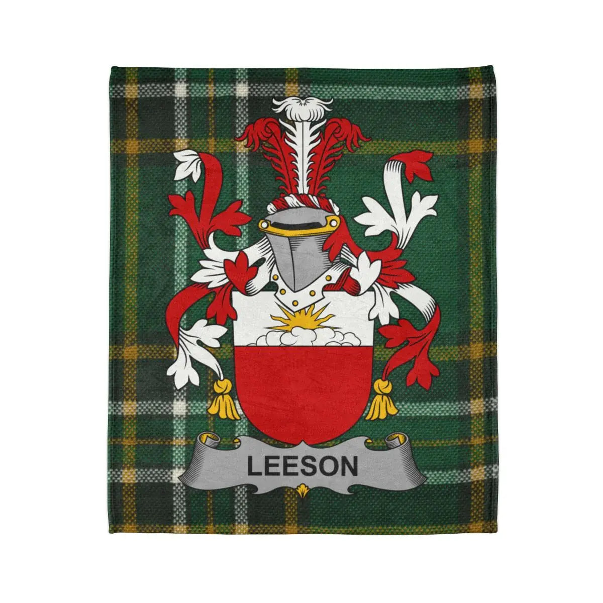 Leeson Family Crest Tartan Plaid Blanket Product