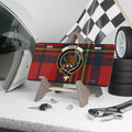 Leslie clan crest tartan novelty license plate — 12x6 aluminium with Grip Fast griffin heraldic design