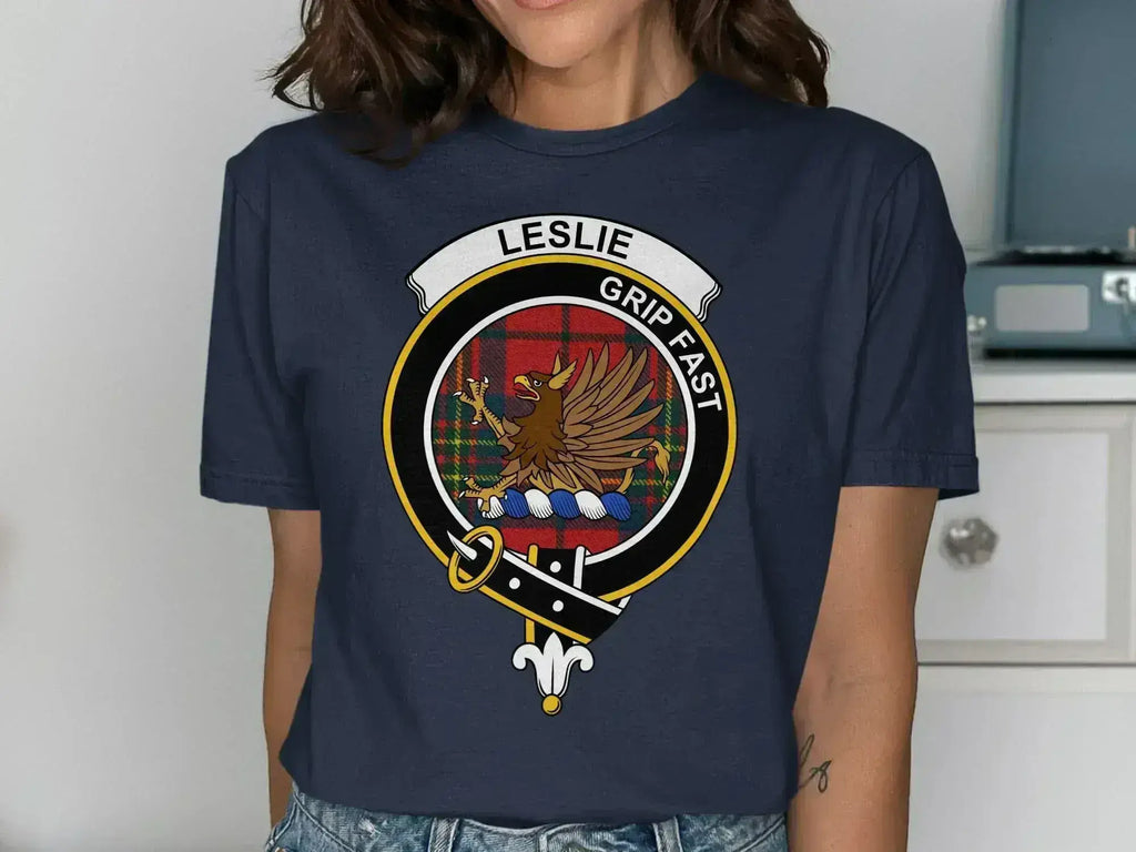 Leslie Grip Fast graphic tee — clan crest design on cotton, unisex fit